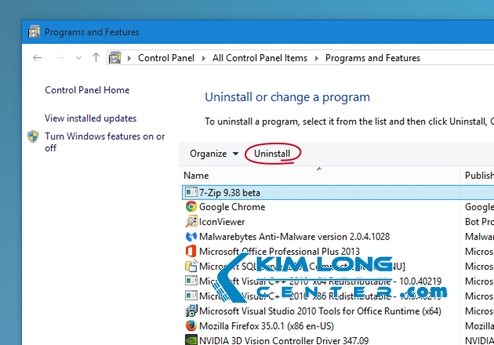 gỡ phần mềm không cần thiết