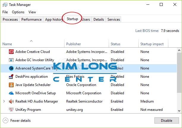 tắt ứng dụng chạy cùng hệ thống để tăng tốc win 10